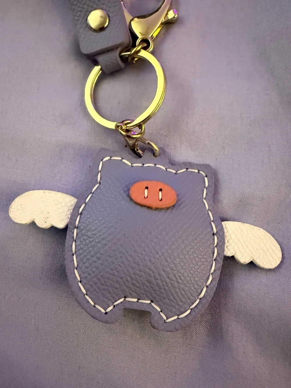 Pigs Fly Handmade Purple Keychain Bag Charm